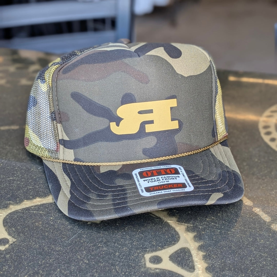 REEB Backwards R Trucker Hat, Camo